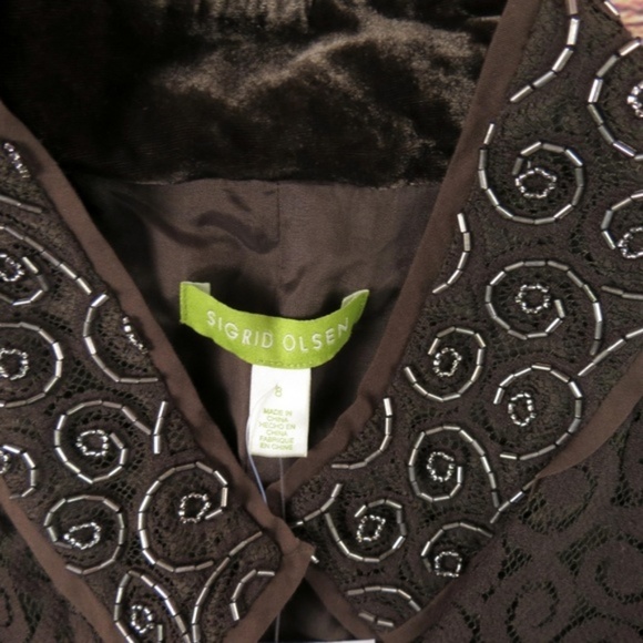 Sigrid Olsen Sz 8 Brown Lace Top Jacket - Picture 3 of 7